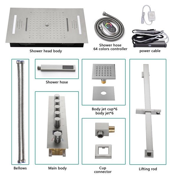 15"x23" Milan LED Music Shower System By Cascada Showers - Cascada Showers