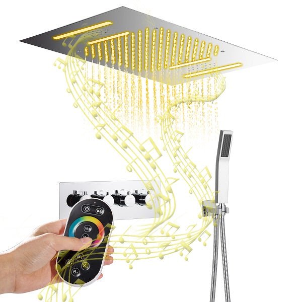 Led Shower System With Bluetooth Speaker Cascada Showers