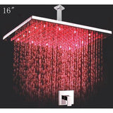 16” Rainfall LED Shower Head Set with Shower Arm and Diverter Valve - Cascada Showers