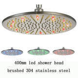 16" Stainless Steel Ceiling Mount Round Rainfall LED Shower Head - Cascada Showers