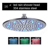 16" Stainless Steel Ceiling Mount Round Rainfall LED Shower Head - Cascada Showers