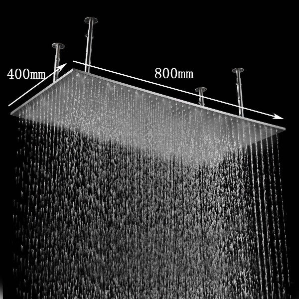 16" x 31" Stainless Steel Luxury Rectangular Rain Shower Heads - Cascada Showers