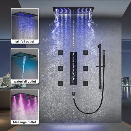 16"x28" Sorrento Digital Rainfall Bluetooth LED Shower System By Cascada Showers - Cascada Showers