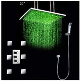 20" Rainfall LED Luxury Shower Set, Brushed Nickel Finish - Cascada Showers