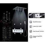 Cascada Luxury 20" Square Ceiling Mounted Thermostatic Shower System, 4 Rainfall Function With SPA Misty, Rainfall, Hand shower, Side Spray Mode shower head, thermostatic shower, rain shower, rain shower faucet, shower head sets for bathroom