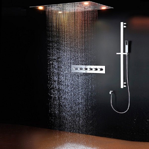 23" x 31" Recessed LED Shower System with 5 Functions and Shower Sliding Bar - Cascada Showers