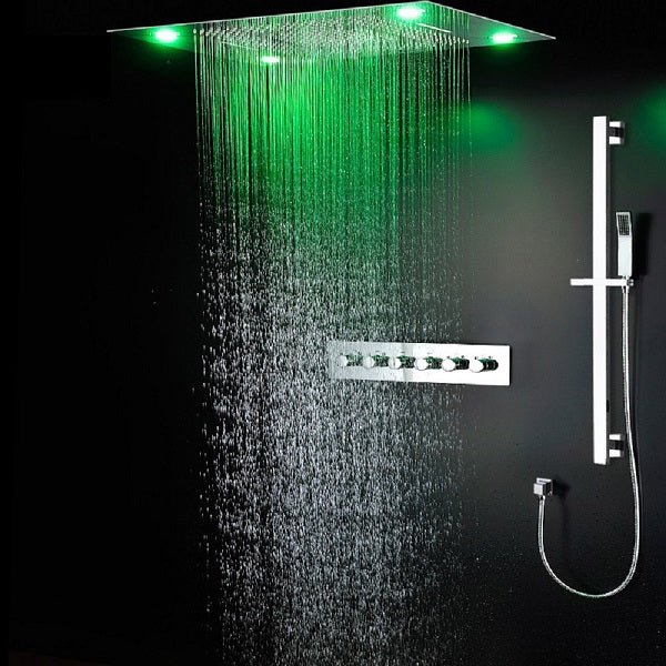 23" x 31" Recessed LED Shower System with 5 Functions and Shower Sliding Bar - Cascada Showers