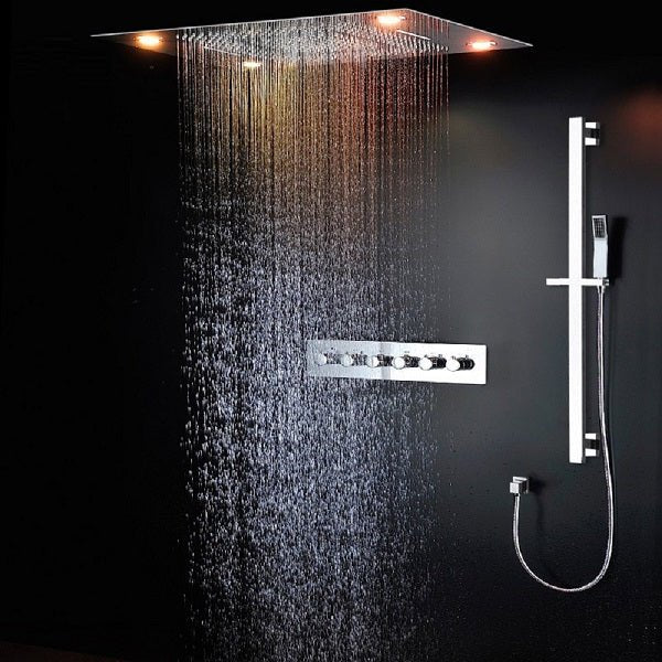 23" x 31" Recessed LED Shower System with 5 Functions and Shower Sliding Bar - Cascada Showers