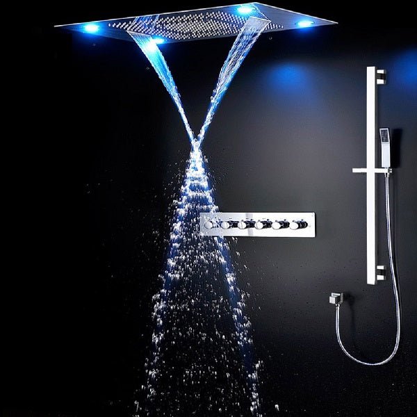 23" x 31" Recessed LED Shower System with 5 Functions and Shower Sliding Bar - Cascada Showers