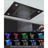 shower head with handheld rain Curtain LED multicolor built in Bluetooth speaker shower heads hand held system holder rainfall waterfall SPA mist matte black gold kit chrome oil rubbed bronze 6 knob valve mixer ceiling mount remote control app system