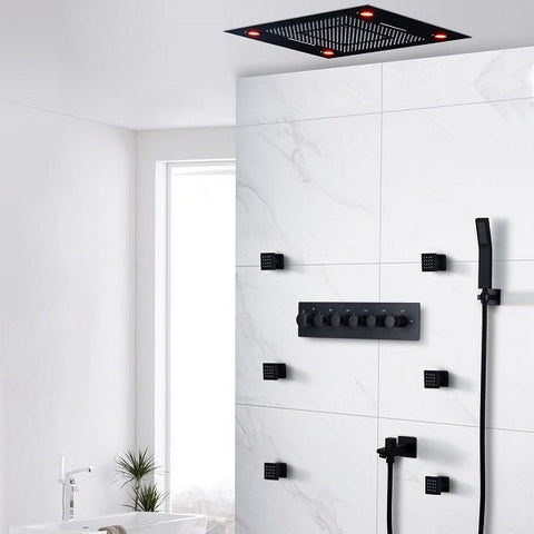 23"x31" Luxurious Classic Design waterfall & rainfall LED shower system – 6 mode - Cascada Showers