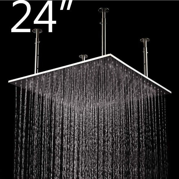 24" Square Ceiling Mount Rainfall Shower Head - Cascada Showers