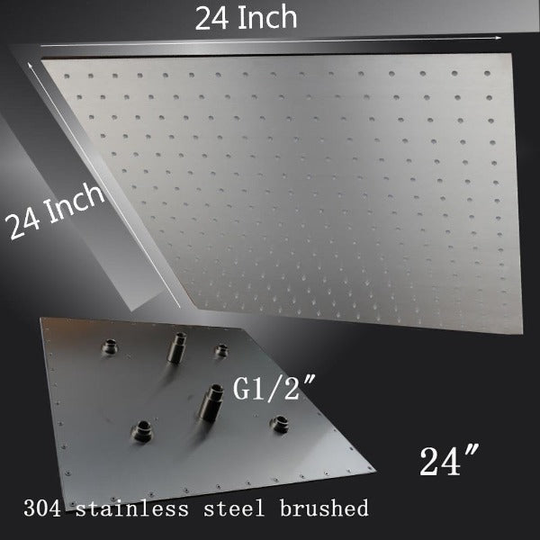 24" Square Ceiling Mount Rainfall Shower Head - Cascada Showers