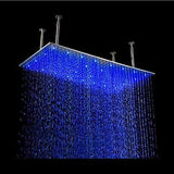 24"x48" Ceiling Mount Rainfall LED Shower Head, include Shower Arm - Cascada Showers