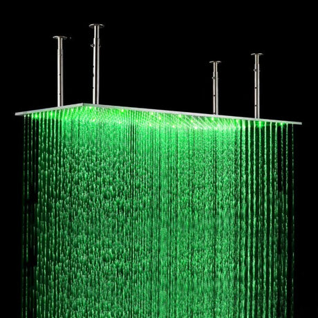 showerhead system rain head shower handheld set complete led waterfall heads light rainfall square Double-Function Valve and Brass Handheld Shower Rain Shower System remote controller light bathroom set remote control color change Bathroom Shower Set