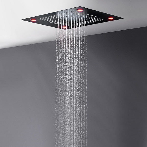 waterfall shower head, waterfall shower heads, shower head waterfall, shower head with waterfall, water fall shower head, shower waterfall head, waterfall rain shower head, waterfall bluetooth speaker, waterfall shower head, shower head water fall. Cascada Classic 23”x31” large recessed Waterfall rain shower head w/4 modes (Rain+ Curtain + Waterfall + Mix), Built-in Bluetooth Speaker, & remote control for LED light shower head with 4 modes function rain Curtain rainfall waterfall.
