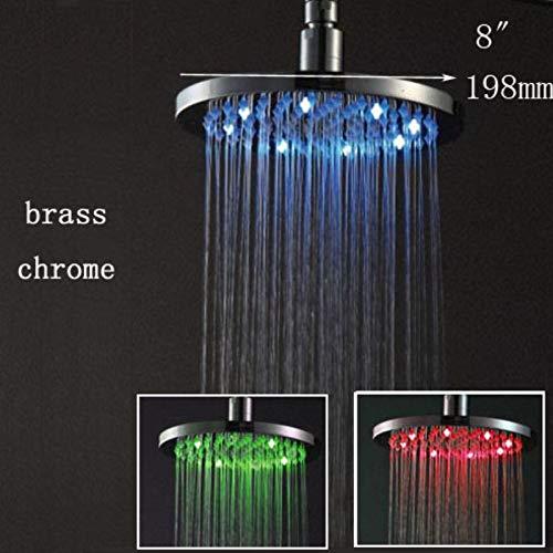 8" Round Multi Color LED Rain Shower Head, Polished Chrome - Cascada Showers