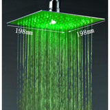 8" Square Multi Color LED Rain Shower Head, Brushed Nickel - Cascada Showers