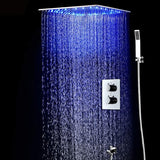 20" Ceiling Mounted Thermostatic Shower System LED Rainfall
