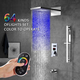 Cascada Luxury 22” Music LED shower system (Wall Mounted) with Single Valve & LCD Display, 3 function (Rain, Waterfall & Hand Shower) & Remote Control 64 Color Lights (Matt Black) cascada system LED bluetooth shower head with handheld speaker hot cold music rain rainfall musical light showerhead body spray jet waterfall lifting rod wall mounted high pressure thermostatic mixer black matte chrome oilrubbed bronze remote control