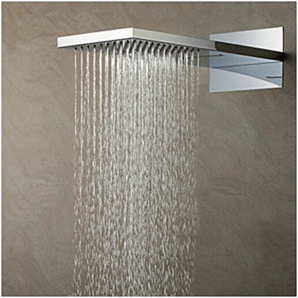 Cascada Luxury 9"x22" Rectangle Wall Mounted Thermostatic Shower System With Automated LED Color Change by Water Flow shower head, thermostatic shower, rain shower, rain shower faucet, shower head sets for bathroom