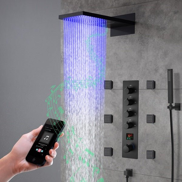 Bologna LED Music Shower System | Black 9