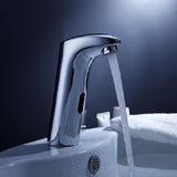 Cascada Touch Free Automatic Sensor Sink Faucet with Temperature Control Handle (Hot & Cold), Chrome touchless faucet bathroom sensor adapter restroom automatic sink hands free chrome vanity faucets touch brass material water contemporary design hot cold mixing valve plated sensors faucet heavy duty automatically turned on-off low power consumptions