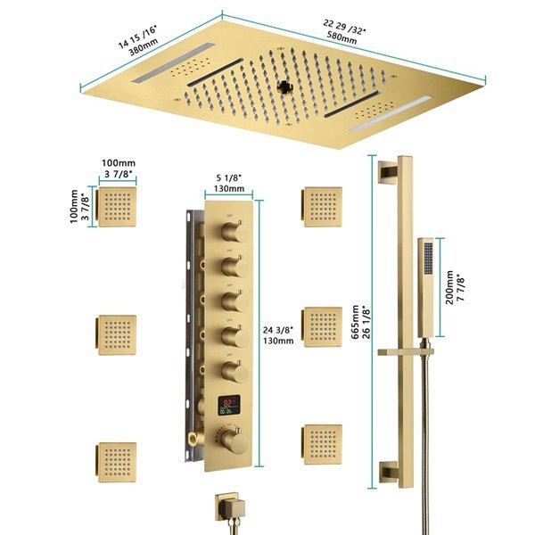 Cascada 15" x 23" Milan Bluetooth LED Shower System - Cascada Showers