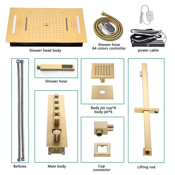 Cascada 15" x 23" Milan Bluetooth LED Shower System - Cascada Showers