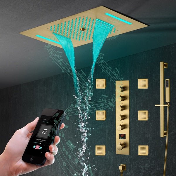 Cascada 15" x 23" Milan Bluetooth LED Shower System - Cascada Showers