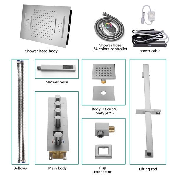 Cascada 15"x23" Catania Bluetooth LED Shower System - Cascada Showers