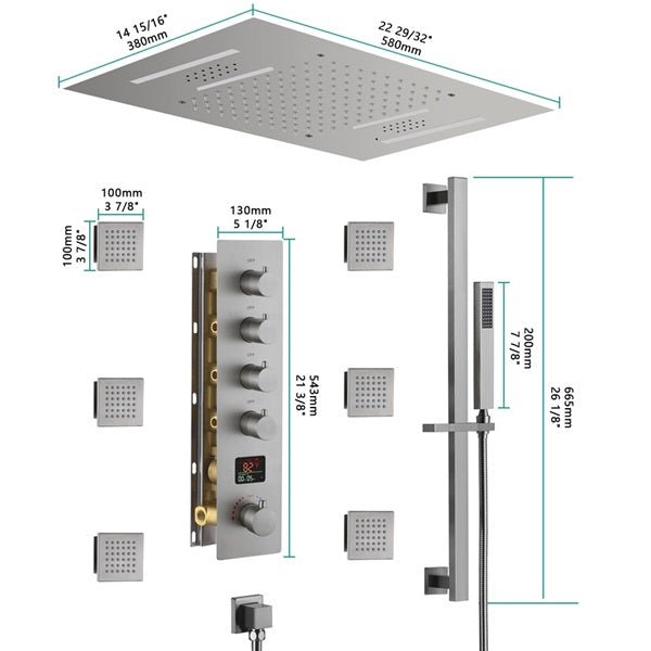 Cascada 15"x23" Catania Bluetooth LED Shower System - Cascada Showers