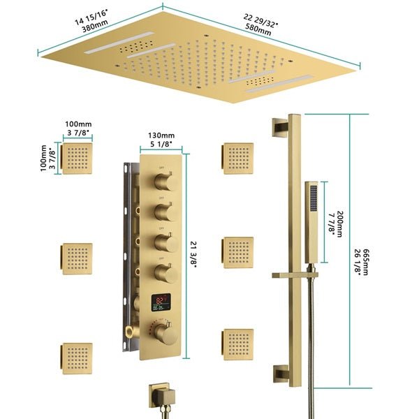 Cascada 15"x23" Catania Digital LED Music Shower System - Cascada Showers