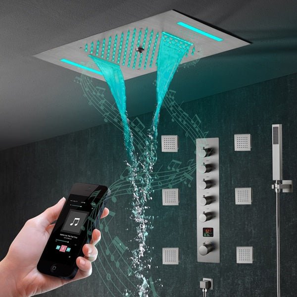 Cascada 15"x23" Palermo Digital LED Music Shower System - Cascada Showers