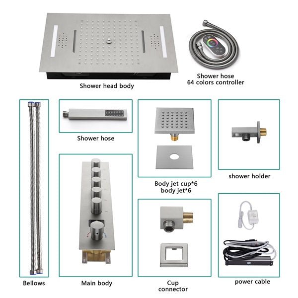 Cascada 15"x23" Palermo Digital LED Music Shower System - Cascada Showers