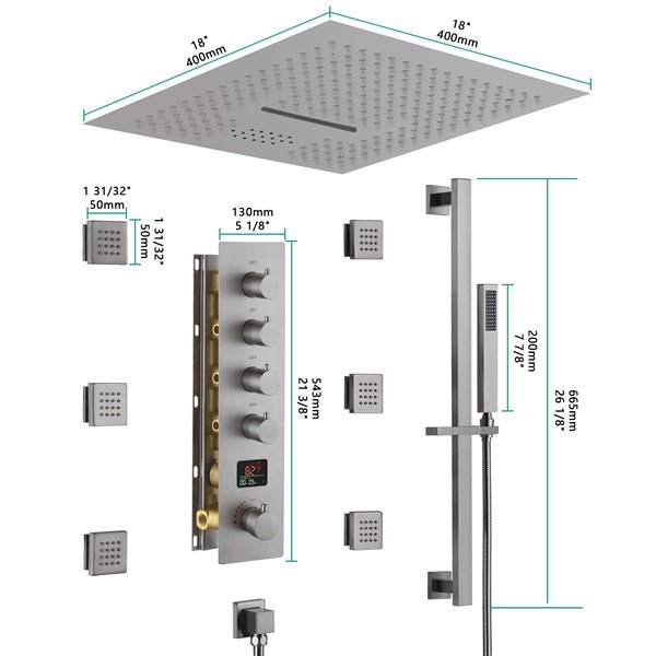 Cascada 16" Turin Digital Rainfall Bluetooth LED Shower System - Cascada Showers