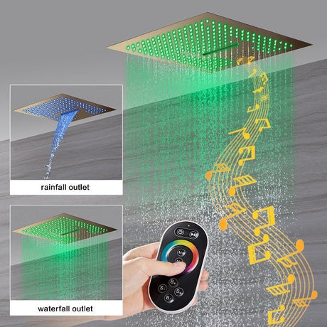 Cascada 16" Turin Digital Rainfall LED music Shower System - Cascada Showers