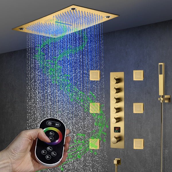 Cascada 16"x28" Matera Digital Rainfall music LED Shower System - Cascada Showers