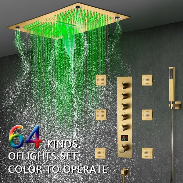 Cascada 16"x28" Matera Digital Rainfall music LED Shower System - Cascada Showers