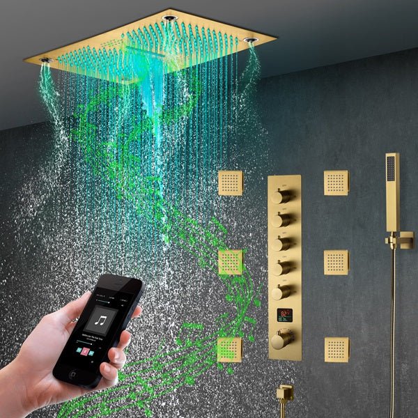 Cascada 16"x28" Matera Digital Rainfall music LED Shower System - Cascada Showers