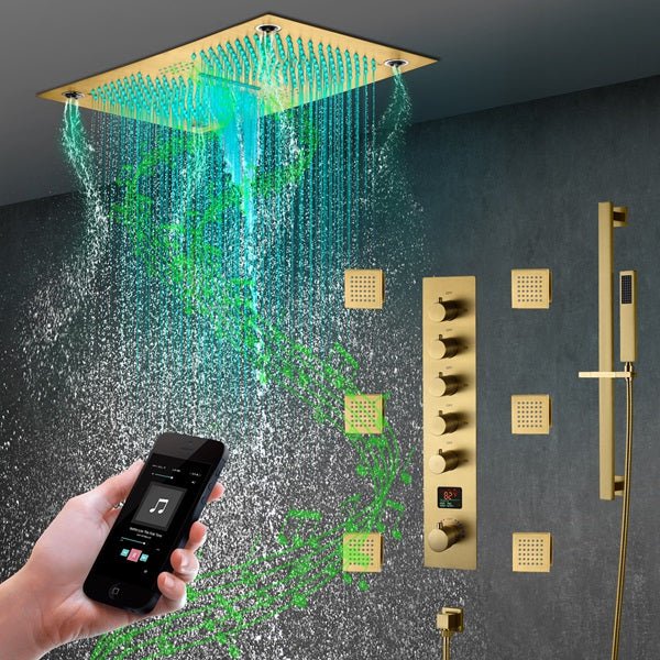 Cascada 16"x28" Sorrento Digital Waterfall Bluetooth LED Shower System - Cascada Showers