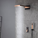 Cascada 9”x22” Contemporary shower system (Wall Mounted) with Single Handle Valve & 3 function (Rainfall, Waterfall & Hand Shower) shower head with handheld rain rainfall single valve handle shower heads high pressure black hand held system holder waterfall spray matte fixture gold kit chrome oil rubbed bronze mixer modern wall mounted 2 way thermostatic rectangle showers system