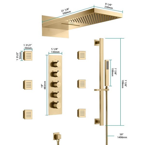 Cascada 9"x22” Music LED shower system - Cascada Showers