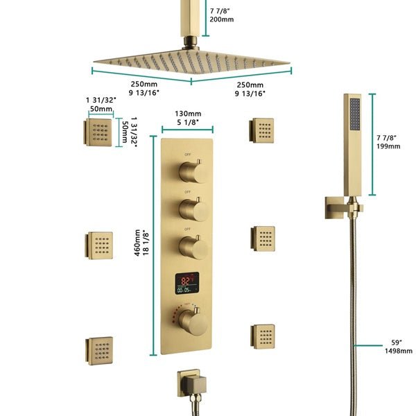 Cascada Assisi 10" Thermostatic Digital Display Shower System - Cascada Showers