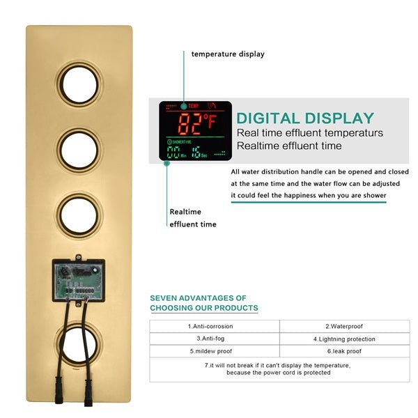 Cascada Assisi 10" Thermostatic Digital Display Shower System - Cascada Showers