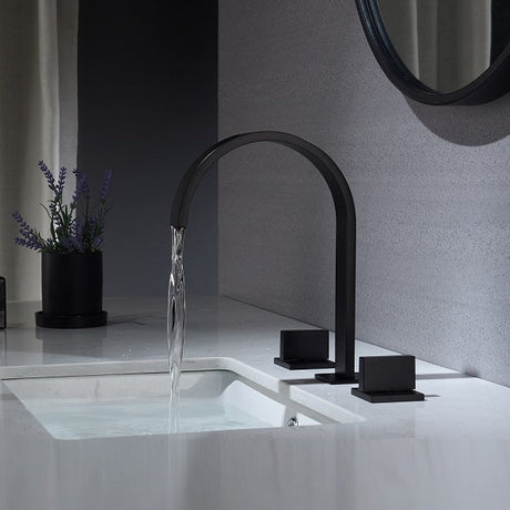 Cascada Classic Design Waterfall Bathroom Sink Faucet with 2 Square Matt Black - Cascada Showers