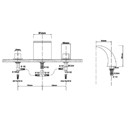 Cascada Deck Mounted Waterfall Bathroom Sink Faucet - Cascada Showers