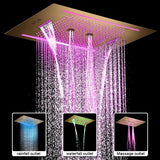 Cascada Florence 23"x31" Brushed Gold Music LED Shower Head - Cascada Showers