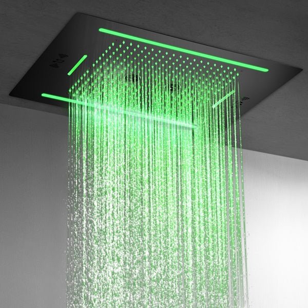 Cascada Florence 23"x31" Matte Black Music LED Shower System - Cascada Showers