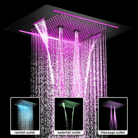 Cascada Florence 23"x31" Matte Black Music LED Shower System - Cascada Showers